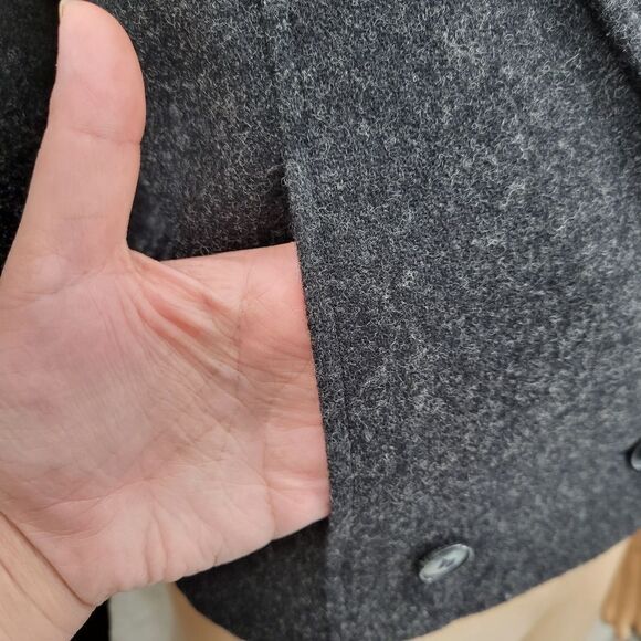 Vintage Wool Gray Double Breasted Blazer Cropped Boxy Fit - Picture 2 of 13